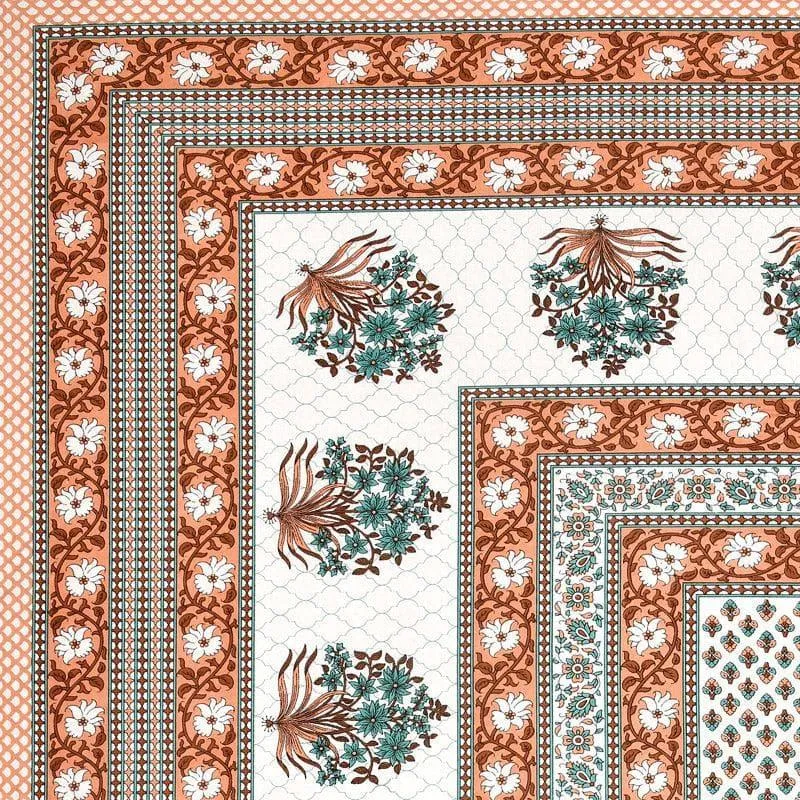 Prerna Ethnic Printed Cotton Bedsheet (Orange) - 140 TC media 4