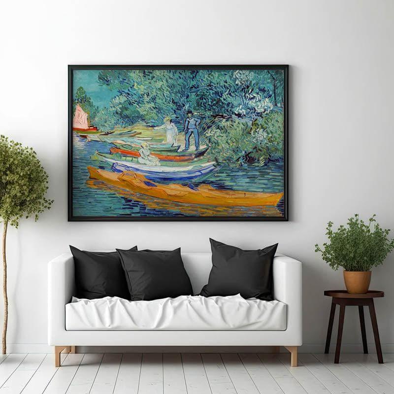 Bank Of The Oise Canvas Wall Art - Black Frame