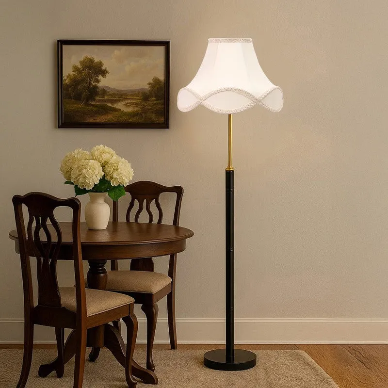 Bronze Arc Wooden Floor Lamp - White media 4