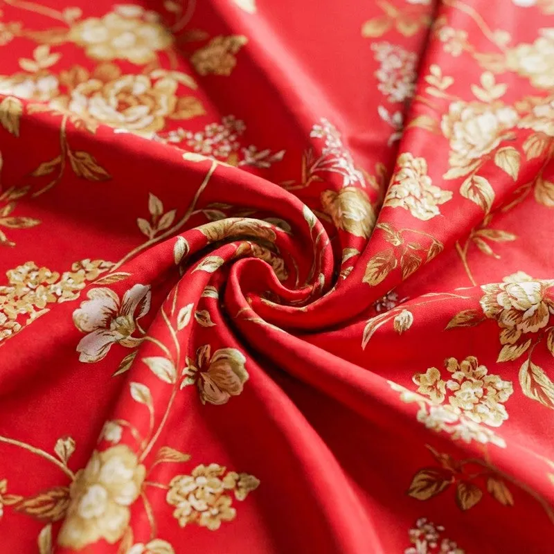 Layla Floral Neon Print Cotton Bedsheet (Red) - 144 TC media 5