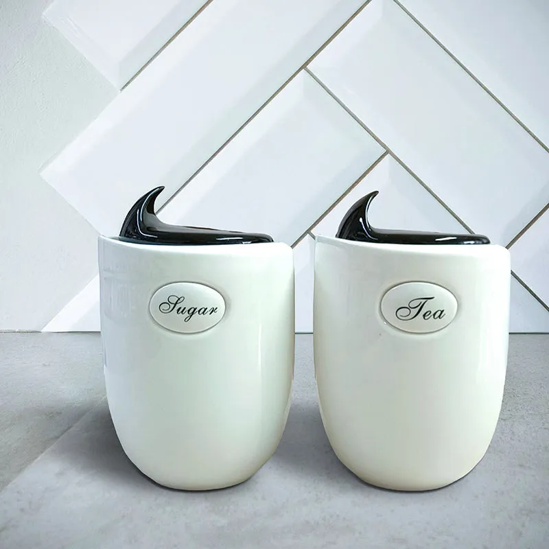 Lamia Black Storage ceramic Containers (1000 mL Each) - Set Of Two media 3