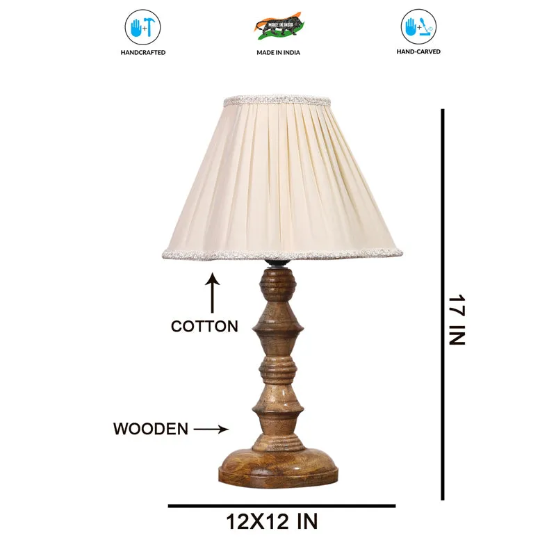 Pleatra I Timber Wooden Table Lamp - Ivory,Brown media 7