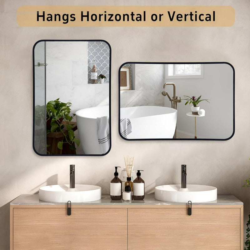 Gleamora Wall Mirror With Aluminium Frame - Black media 4