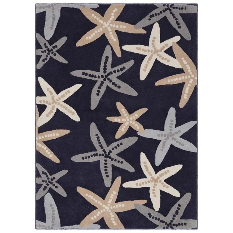 Zippy Hand Tufted Zone Kids Wool & Nylon Carpet - Navy Blue media 1