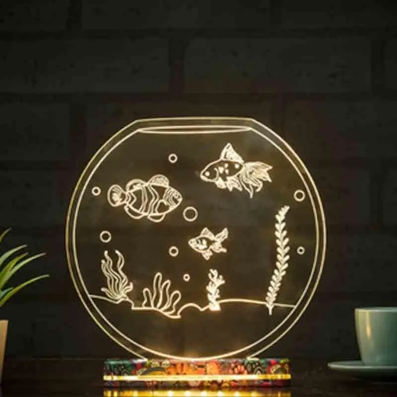Bubbles Fish Tank Acrylic Table Lamp - Transparent media 1