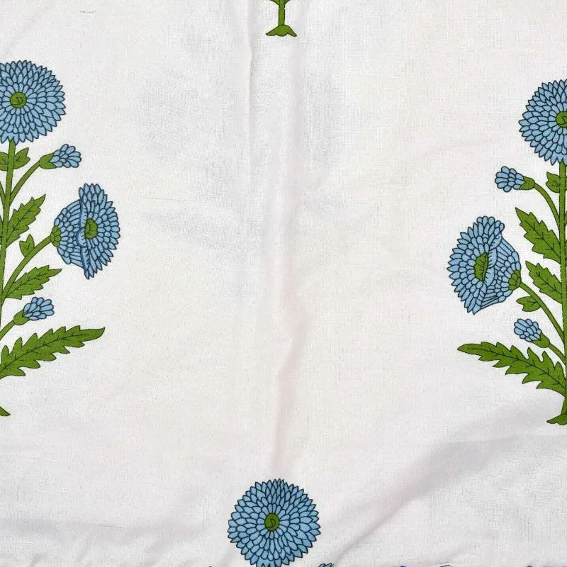 Tapas Floral Reversible Cotton Dohar (White & Blue) - 180 GSM media 4
