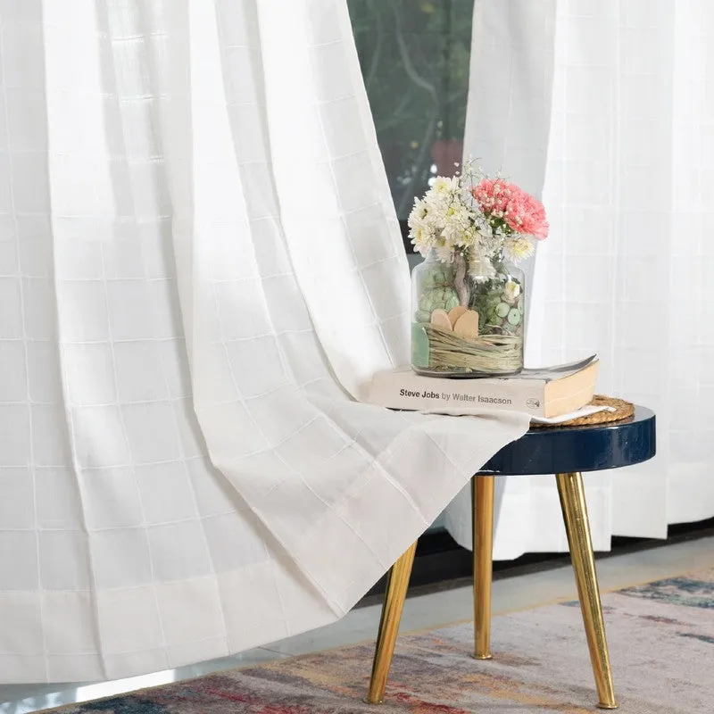 Pixel Checks Cotton Curtain - White media 1