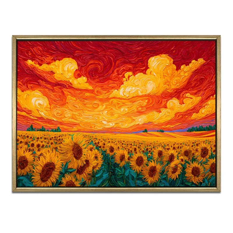 Endless Sunflowers Canvas Wall Painting With Frame media 3