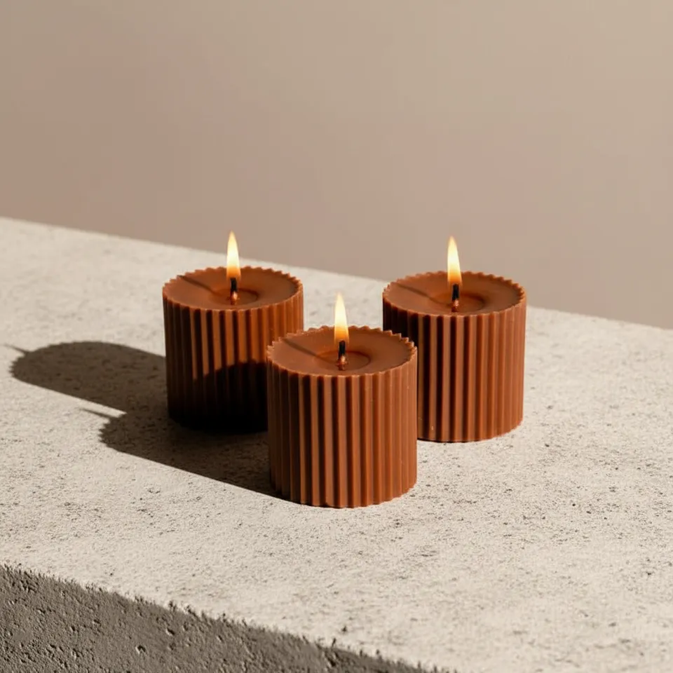 Combo of 3 Chocolate Brown 'Faith' Candles - Tarte au Chocolat Scented media 1