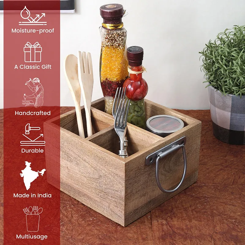 Azor Wood Cutlery Holder - Brown media 5