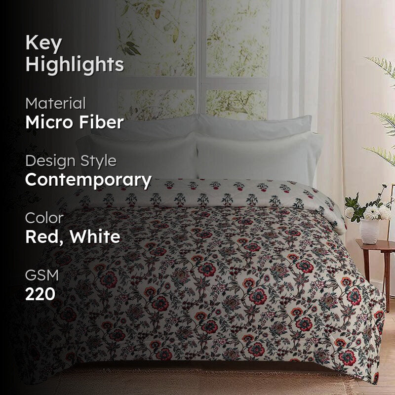 Love Floral Cotton Reversible Comforter - 220 GSM media 2