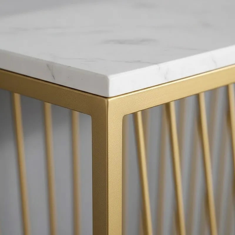 Linear Metal Console Table with Marble Top - Large media 3