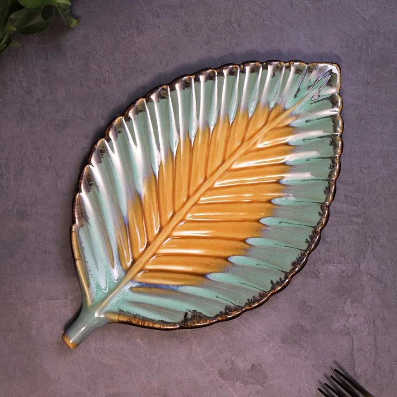 Porcelli Leaf Ceramic Platter media 5