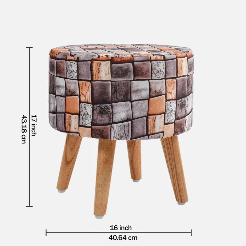 Blockart Geometric Velvet Ottoman - Multicolor media 7