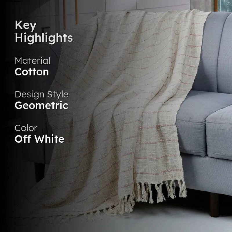 Cinnamon Whirl Striped Throw - Off White media 2