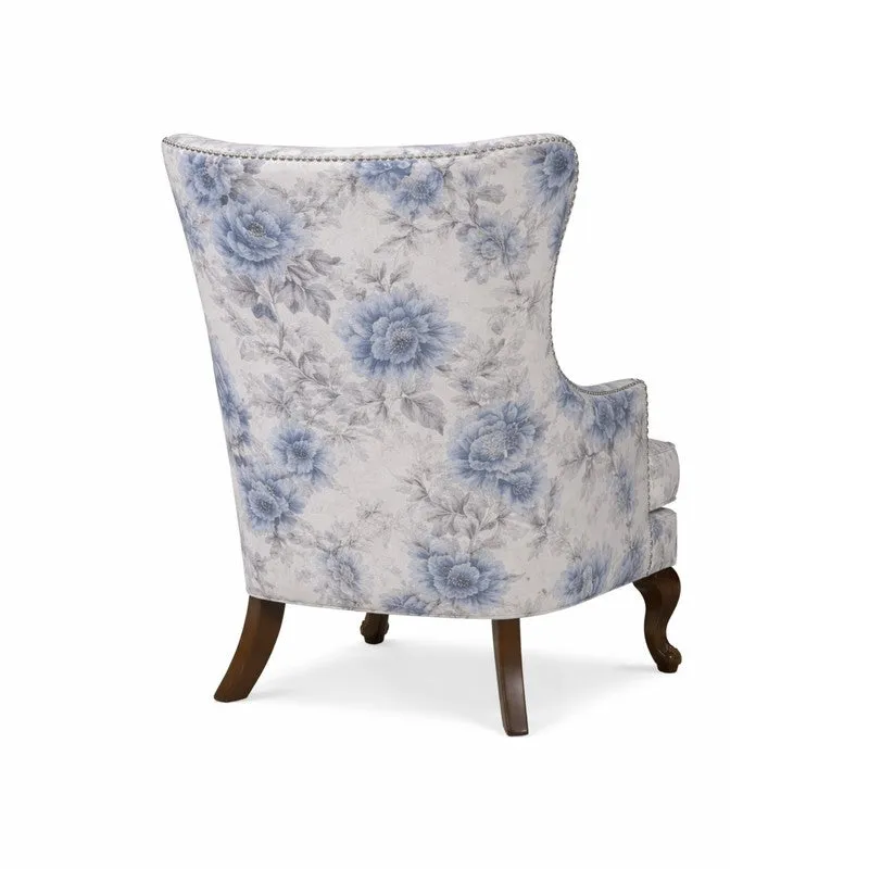 Florva Teak Wood & Velvet Printed Lounge Chair media 5