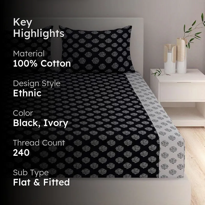 Swayam Mayoor Paradise Cotton Bedsheet (Black) - 240 TC media 2