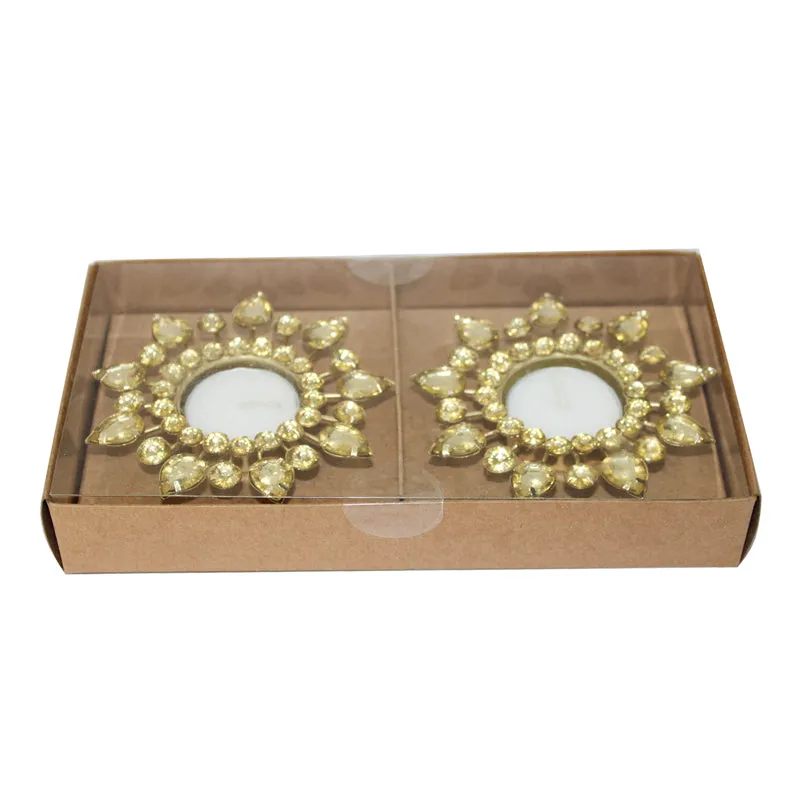 Tajra Ornate Tea Light Holder (Yellow) - Set Of Two media 3