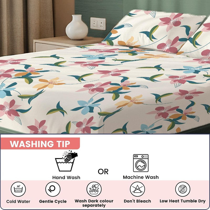 Rainbow Bloom Floral Cotton Bedsheets (Multicolor) - 200 TC media 7