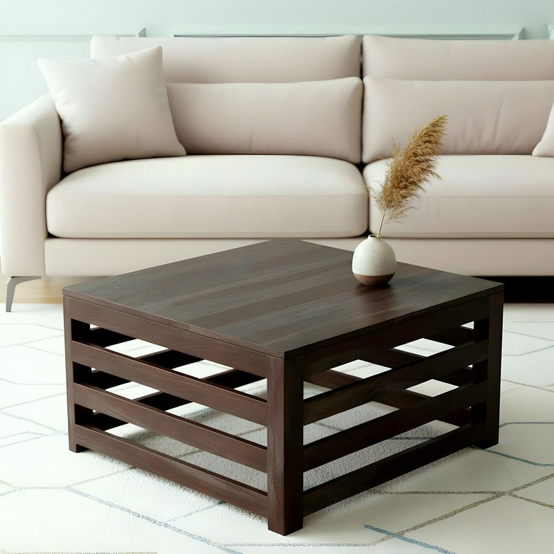 Qervo Sheesham Wooden Center Table - Natural Brown