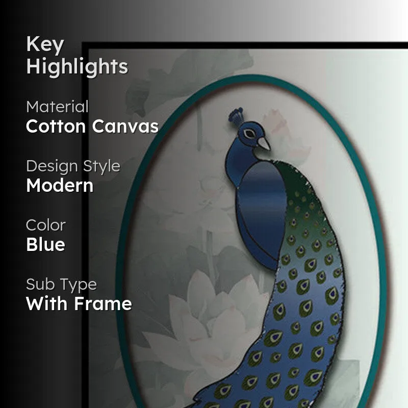 Peacock Portrait Wall Art with Black Frame media 2