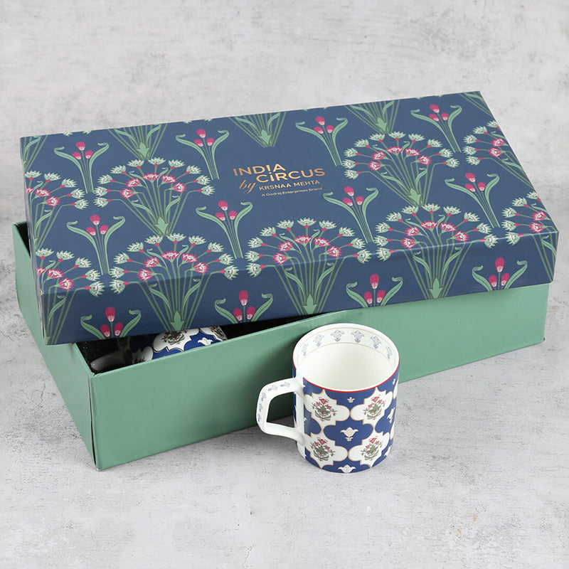 India Circus Bone China Tea Cup (220 mL Each)/Blue)-  Set of Six media 3