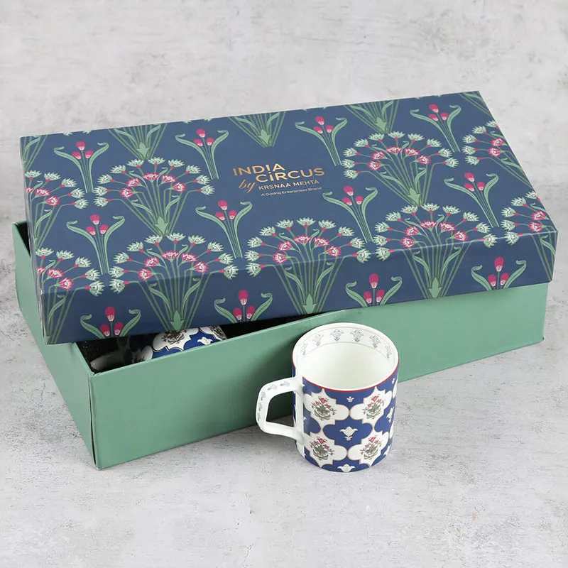 India Circus Bone China Tea Cup (220 mL Each)/Blue)- Set of Six media 3