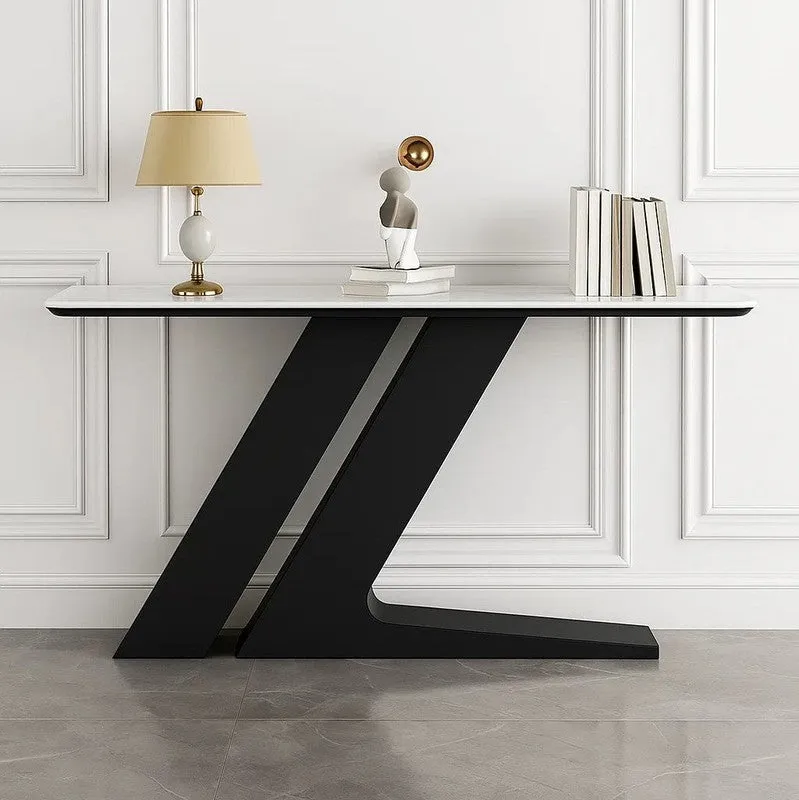 Elegant Metal Console Table with Marble Top (Black) - Medium media 6