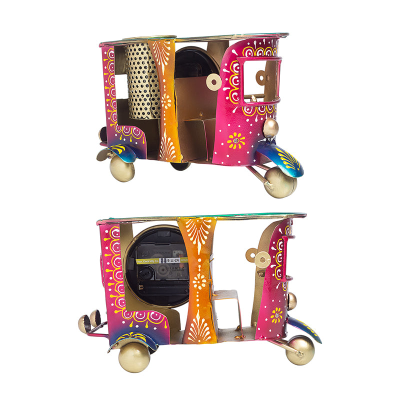 Rickshaw Stationery Holder Cum Clock media 4