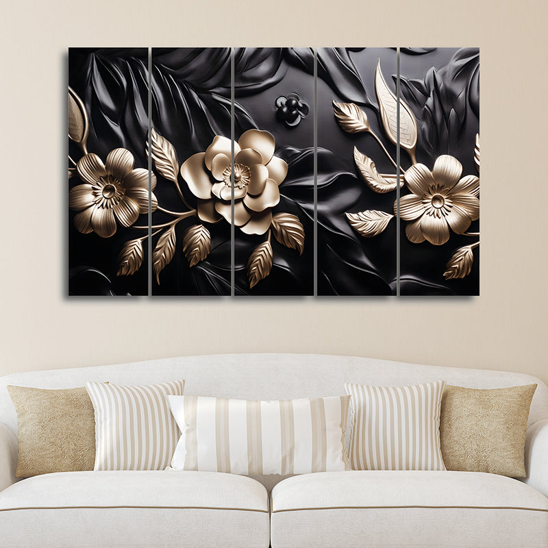 Flora Obsidia II Canvas Wall Art - Set Of Five