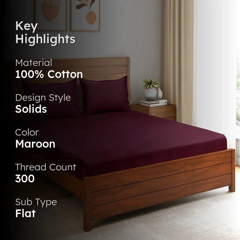 Saral Home Subtle Solid Cotton Bedsheet (Maroon) - 300 TC media 2