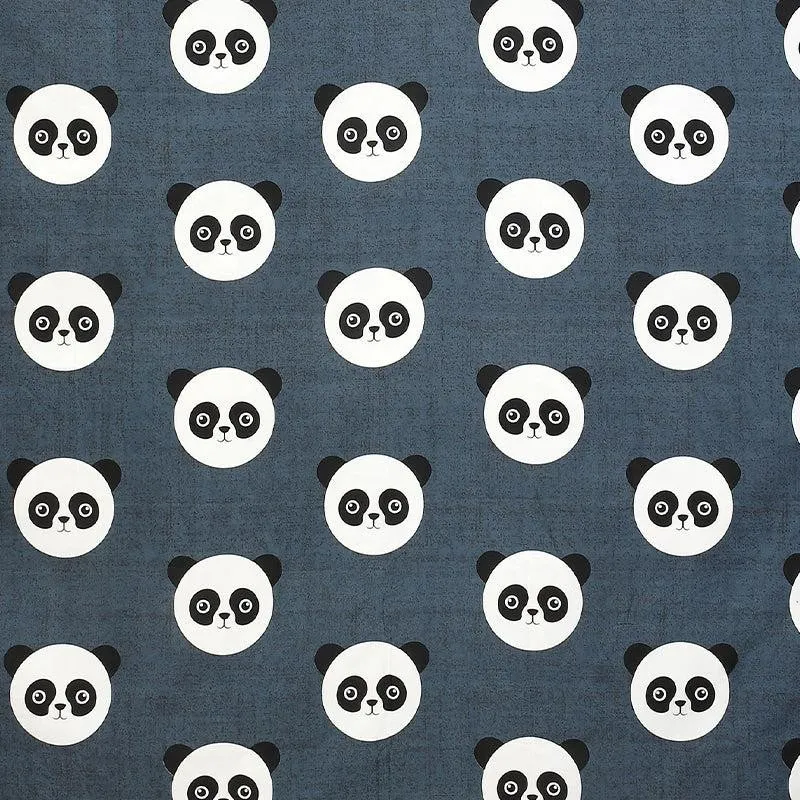 Panda Polka Kids Microfiber Bedsheet (Dark Grey) - 130 GSM media 4