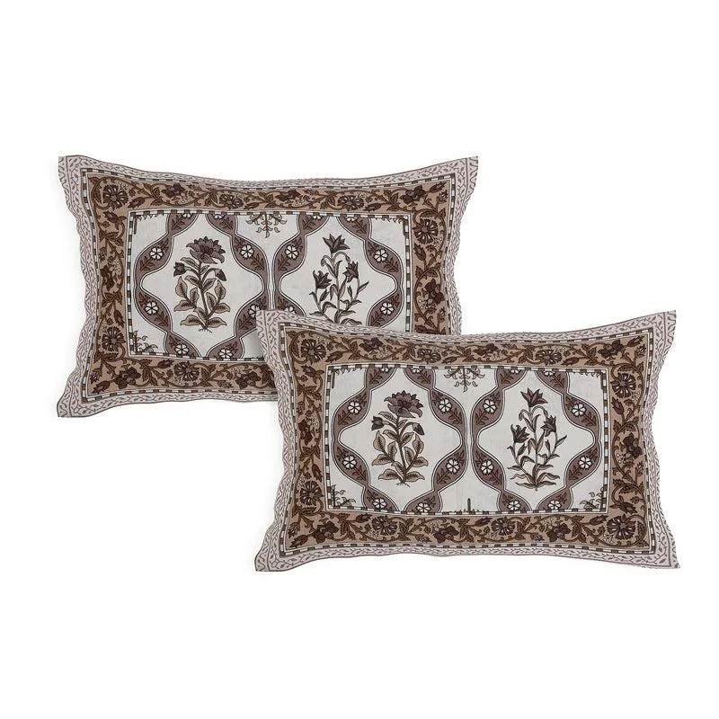 Yashasvi Ethnic Cotton Bedsheet (Brown,White) - 180 TC media 3