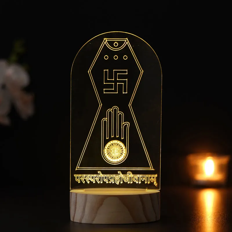 Jain Prayer LED Acrylic Table Lamp - Brown,Transparent media 1