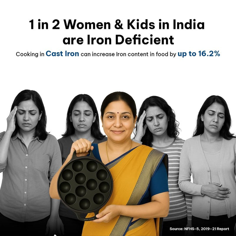 Solara Brewora Round Cast Iron Paniyaram Pan media 7