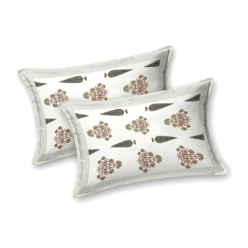 Desia Cotton Bedsheet (White,Green) - 240 TC media 4