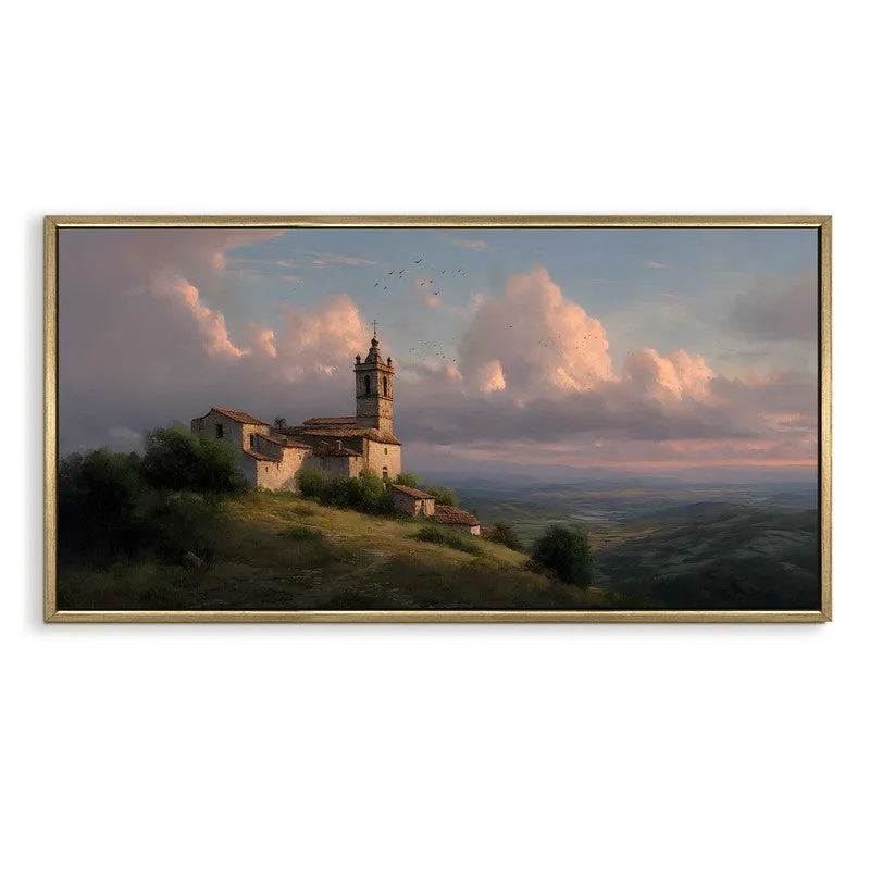 Hilltop Sanctum Canvas Wall Painting With Frame media 3