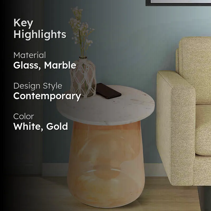 Crystena Marble & Glass Side Table - Gold media 2