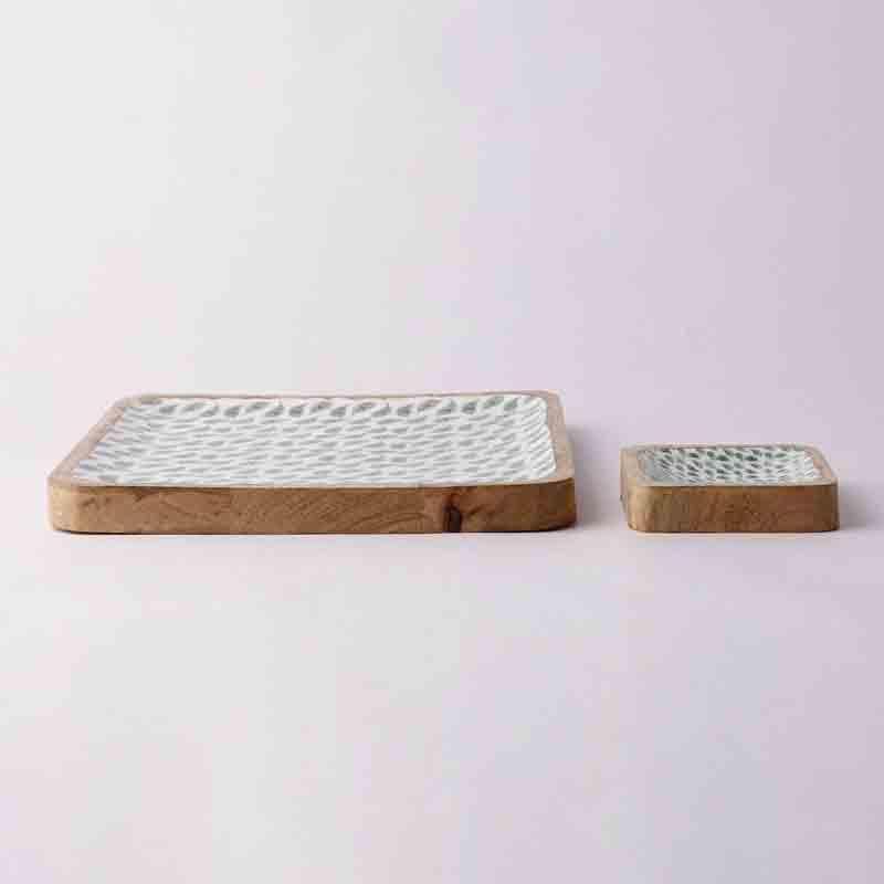 Feathered Wood Platter Set - Set of Two media 6