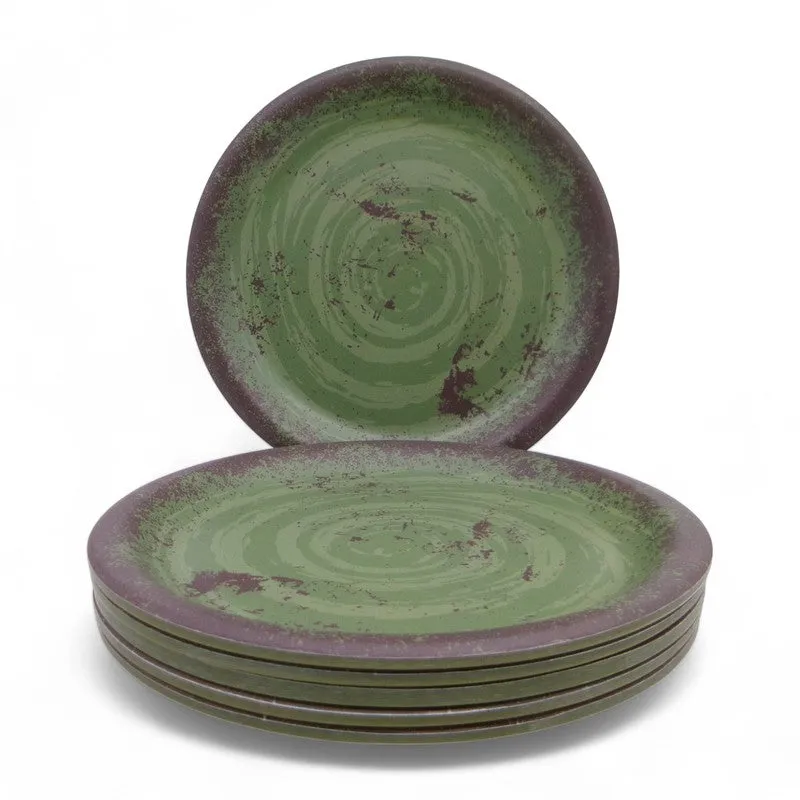 Rustic Q Olive Green Melamine Quarter Plates - Set of Six - 6