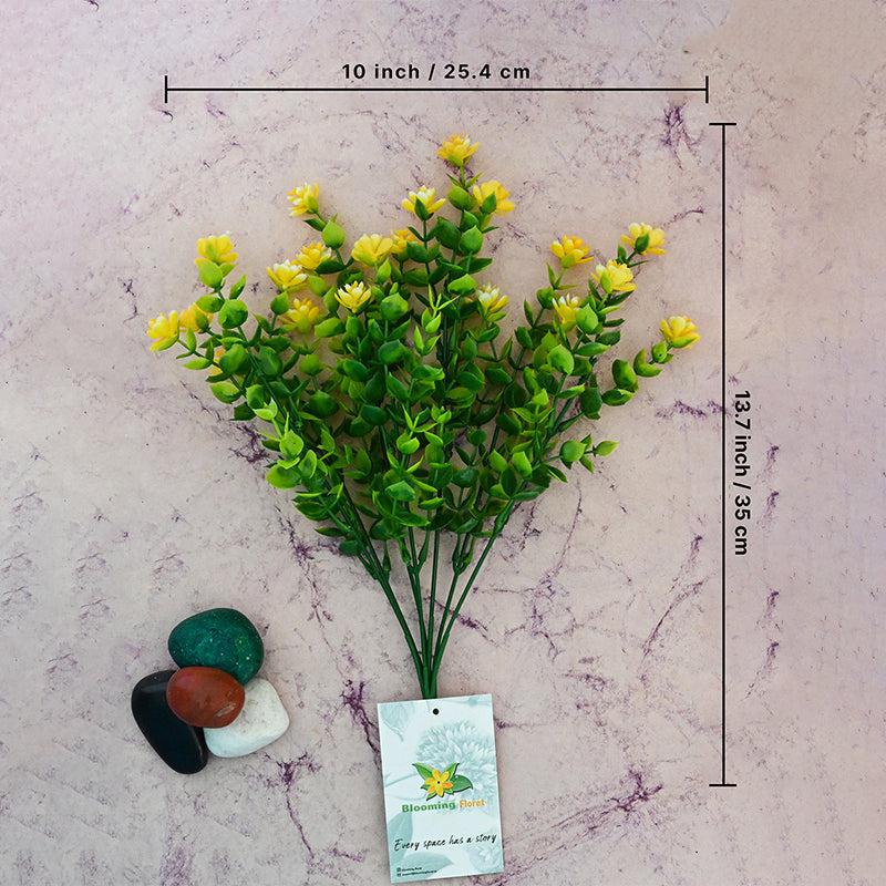 Faux Kalanchoe Artificial Flower Stick (White & Yellow) - Set of Six media 3