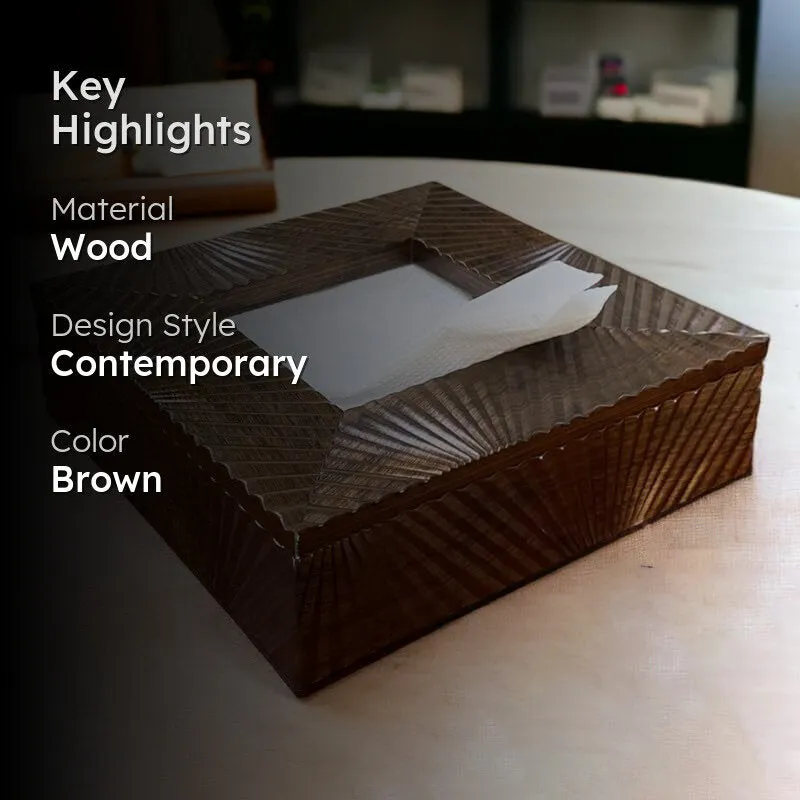 Stripe Stride Square Tissue Box - Coffee media 2
