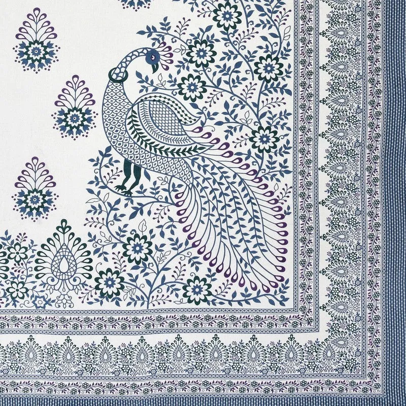 Nestor Cotton Bedsheet (White,Blue,Purple) - 240 TC media 4