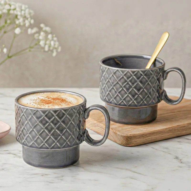 Fjord Ceramic Coffee Mug (500 mL Each/Ash Grey) - Set of Two media 1