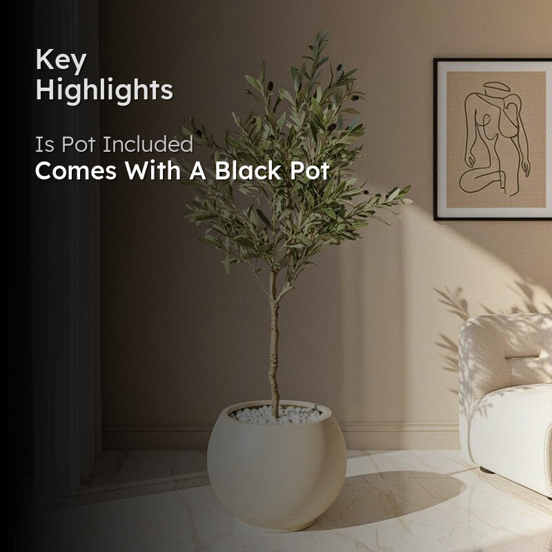 Olivara Artificial Olive Tree With Black Plastic Pot - 145 cm (4.8 ft) media 2