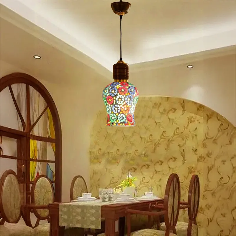 Mosaic Blues Pendant Wooden Ceiling Lamp media 2