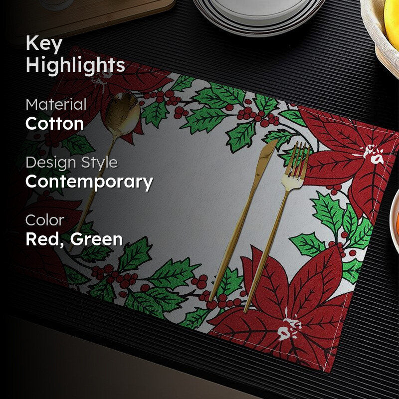 Acora Floral Placemat (Red) - Set of Six media 2