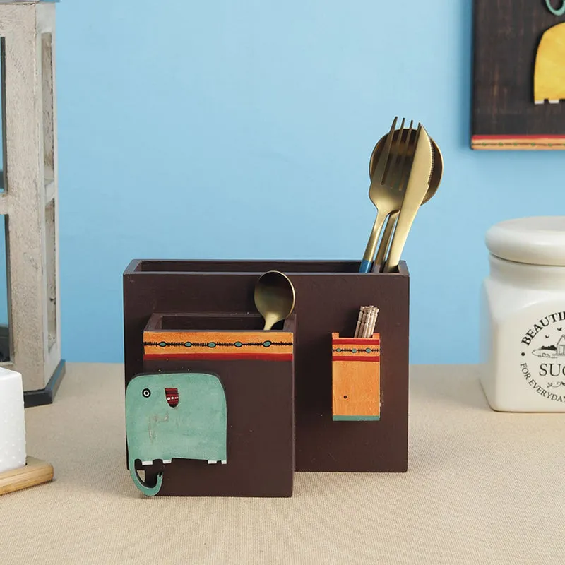Myna Wood Cutlery Holder media 3