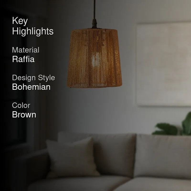 Zerron Ceiling Raffia Ceiling Lamp media 2
