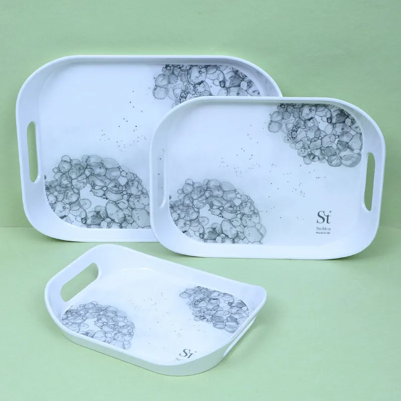 Hydrangea Florae Serving Tray (Grey) - Set Of Three media 3